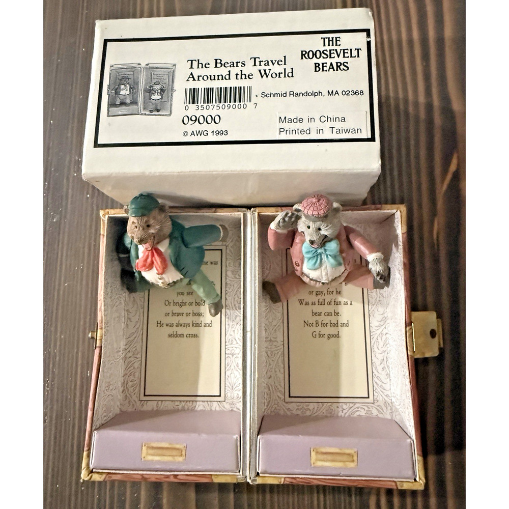 Schmid Roosevelt Bears Travel Around the World Jointed Teddy Bear Trunk Set 1993